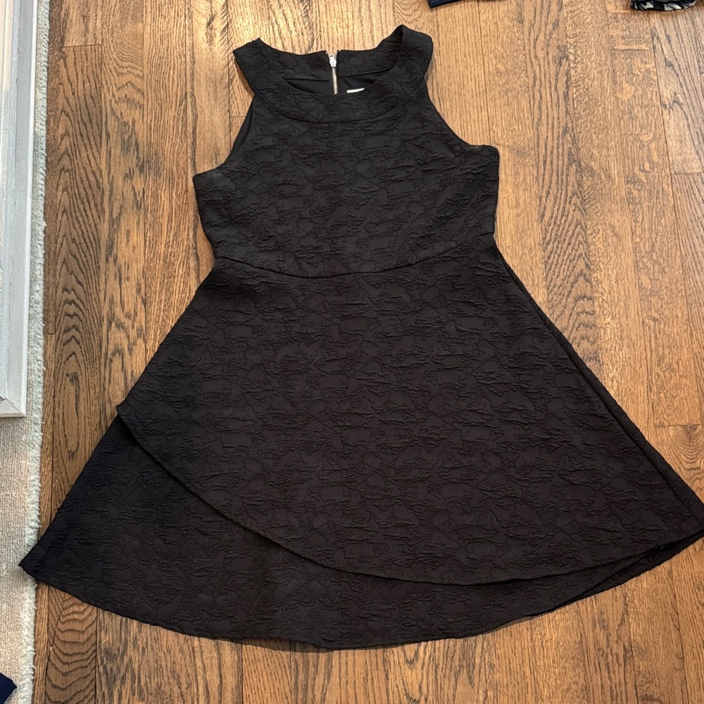 Blush by US Angels Girls - Textured Black Sleeveless Fit-and-Flare Dress